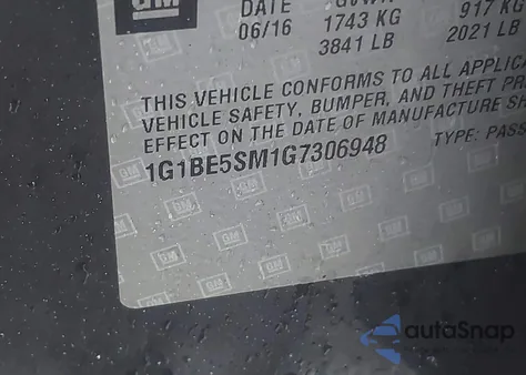 2016 Chevrolet Cruze Lt из США, поврежденный, VIN 1G1BE5SM1G7306948